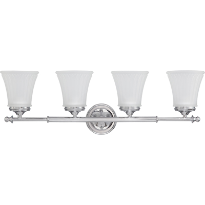 Nuvo Lighting 60/4264  Teller - 4 Light Vanity Fixture with Frosted Etched Glass in Polished Chrome Finish